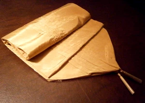 Golden Yellow Satin Table Runner Pleats Beaded Flowers Tassels 70" x 14" UNUSED - Picture 1 of 6