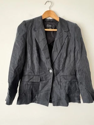 J. Crew Willa Oversized Black Linen Blend Blazer Size 4 - Image 1 of 4