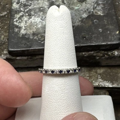 Vera Wang Love Diamond Blue Sapphire Wedding Stackable Band 14K Gold Ring - Image 1 of 4