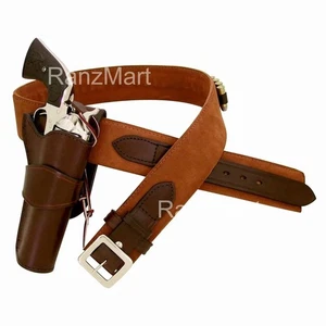 New Leather Hunting Belt Revolver Holster with Handmade Western Right Hand - Picture 1 of 5
