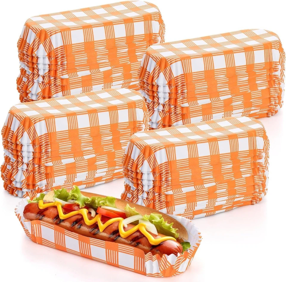 WUWEOT 500 Pcs 14 cm Paper Hot Dog Trays, Small Disposable Food Trays Paper Foo