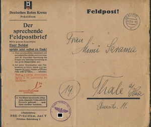 Feldpost Rotes Kreuz Schallplattenbrief + Platte ab Zoppot 1944 (S27053) - Bild 1 von 4