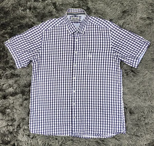 Camisa deportiva Kigili para hombre grande azul a cuadros informal plisada manga corta abotonada - Imagen 1 de 18