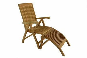 DSMR Grade-A Teak Wood Reclining Folding Outdoor Dining Arm Chair w/ Footrest - Picture 1 of 3