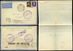 ITALY 1942 AIRMAIL + LETTER...MILITARY + PROVINCIAL CENSORS - Picture 1 of 1