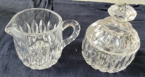 Vintage Gorham Althea Cut Lead Crystal Creamer & Sugar Bowl with Lid Set Germany - Picture 1 of 5