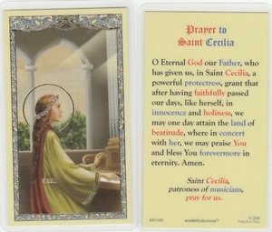 +Tarjeta Santa-"Oración a Santa Cecilia"/Patrona de Músicos (Laminada){L39-S2}+ - Imagen 1 de 1