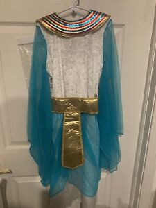 Neuf avec étiquettes costume égyptien Cléopâtre enfant taille grande 10-12 robe tête de lit et sceptre