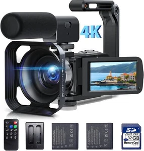 CAMWORLD 4K Video Camera Camcorder 42MP 18X Digital Zoom 3” 270° Black - Picture 1 of 6