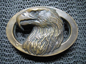 AMERICAN EAGLE CUT OUT SIGNED BRONZE BELT BUCKLE! VINTAGE! RARE! 1978! USA! - Picture 1 of 10