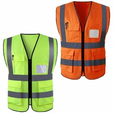 Hi Vis Safety Vest High Visibility Waistcoat With Pockets Yellow Orange