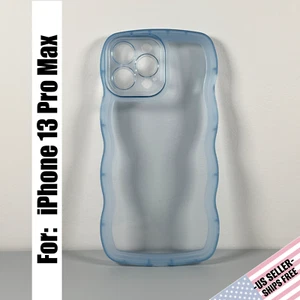 Case for iPhone 13 Pro Max - Frosted Blue Glow | Wavy Edges | Slim Contour Grip - Picture 1 of 12