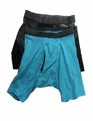 Fruit of the Loom Men's Boxer Briefs - S - Black/Blue - C658 - Image 1 of 2