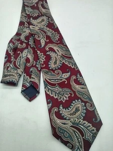 Harve Benard Neck Tie Mens Blue Red Paisley Silk - Picture 1 of 2
