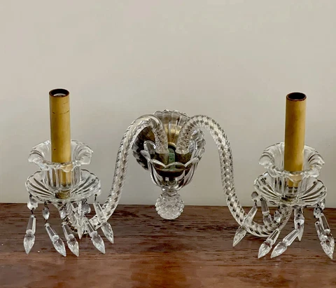 Antique Lighting Georgian Crystal Wall  Sconce Pair Sconces Cover