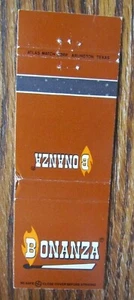 BONANZA RESTAURANT MATCHBOOK COVER: PHOENIX MESA SCOTTSDALE TEMPE ARIZONA -E18 - Picture 1 of 2
