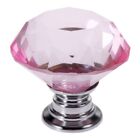 Crystal Diamond Glass Pink Knobs Cabinet Drawer Furniture Door Handle Pull 30mm