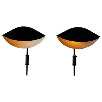 Par de apliques italianos de mediados de siglo modernos de Serge Mouille réplica lámpara de pared Foto 1 de 4