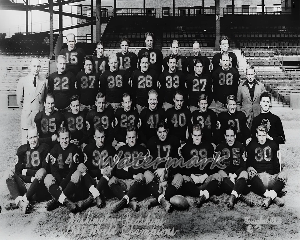 Foto del equipo de los Washington Redskins del campeón mundial de la NFL 1937 8 X 10 Foto 1 de 1