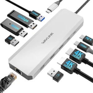 Laptop Docking Station, WAVLINK 10G USB C Hub with Dual HDMI, 100W PD in, 10Gbps - Picture 1 of 9