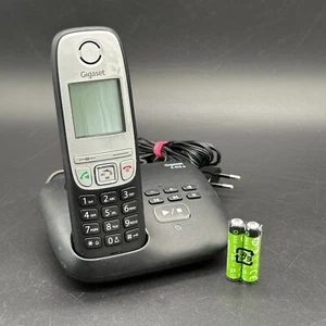 Gigaset A415A Schnurloses Telefon - Schwarz mit Anrufbeantworter & neuen Akkus ✅ - Zdjęcie 1 z 2