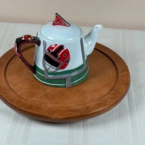 Burton And Burton Football Ceramic 6 Cup Teapot Tea Pot 6.8" Go Team - Picture 1 of 7