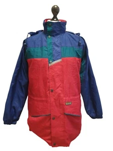 Vintage 80s Regatta Jacket Navy Blue Red Zip & Snap Hooded Men's uk XXS eu 44 - Picture 1 of 6