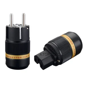 VIBORG Rhodium Plated Pure Red Copper Schuko EU Male / IEC Female Power Plug 501 - Picture 1 of 6