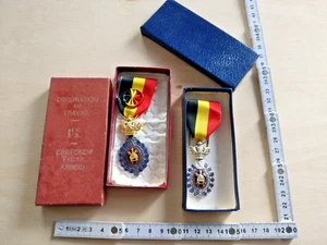 2 Decoration du Travail Labour medal ribbon Belgium nice condition box pin - Picture 1 of 6