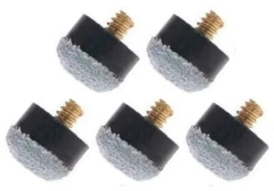 New Set of 5 Gray Screw In Pool Cue Tips - Size 12mm - Screw On Cue Tips - Picture 1 of 1