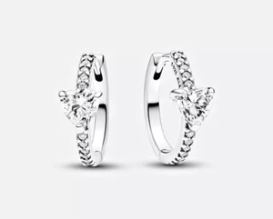 Genuine Pandora Sparkling Heart Hoop Earrings 293101C01 With Gift Box - Picture 1 of 3