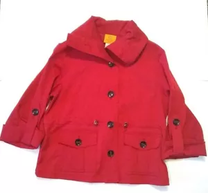 Ruby Rd. Roll Tab Sleeve Jacket/Blazer Large Button Front Red Womens 4 Petite - Picture 1 of 5