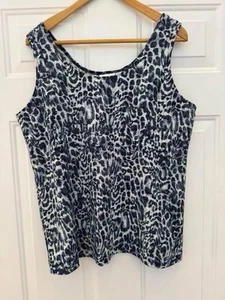 Chico's Size 3 (XL) Women's Blue Leopard Print Tank Top - Picture 1 of 2