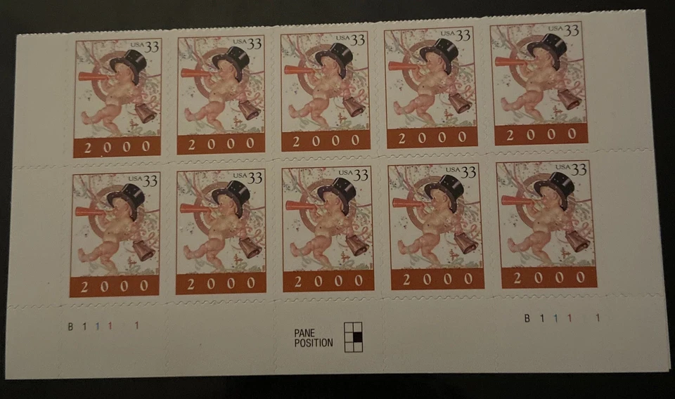 SFSTAMPS US Scott 3369 BABY NEW YEAR BLOCK OF 10 Stamps 33c 2000 MNH - Image 1 of 1