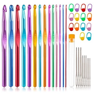 Vodiye 37 PCS Crochet Hooks Set, High Quality Coloured Aluminum Ergonomic Ha... - Picture 1 of 7