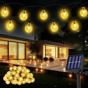 Catena Luminosa Esterno Solare, 14 M, 60 LED, 8 Modalità, IP 65 Impermeabile Luc - Foto 1 di 12