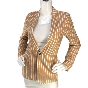 Scotch And Soda Girls Size 14 Blazer Jacket Linen Blend Striped NEW *TINY FLAW - Picture 1 of 22