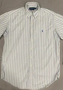 Ralph Lauren Men’s Shirt M White Stripe Classic Fit Button Up Oxford Preppy City - Picture 1 of 13
