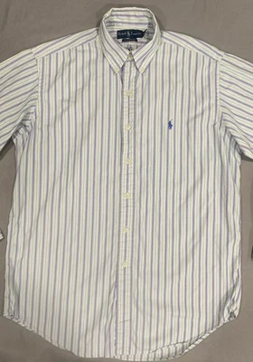 Ralph Lauren Men’s Shirt M White Stripe Classic Fit Button Up Oxford Preppy City - Image 1 of 4