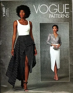 Vogue V1683 Misses 6 to 14 Fitted Lined Mock Wrap Skirt Uncut Sewing Pattern - Picture 1 of 5