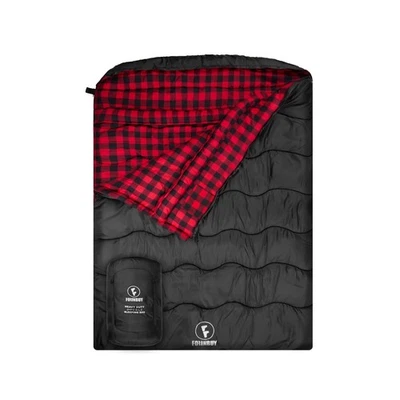 Saco de dormir doble de franela de 0 grados para adultos, parejas o familia - Invierno Q... Foto 1 de 4