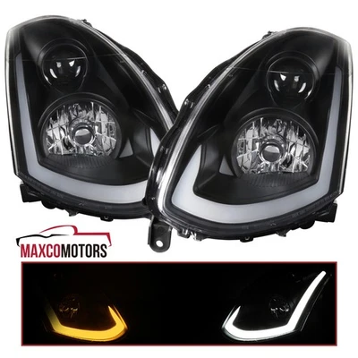 Black Projector LED Strip Headlights Fits 2003-2007 Infiniti G35 Coupe HID Type Foto 1 de 4