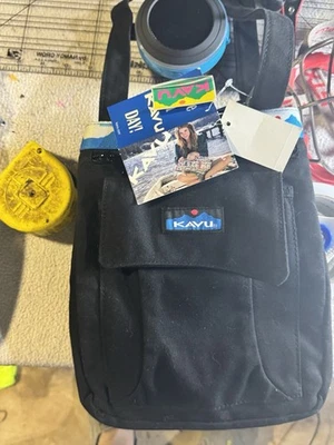 Bandolera de lona Kavu Keeper gris carbón negra con incrustaciones de sabana 11 x 9" Foto 1 de 4