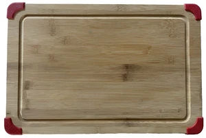 Tabla de cortar de madera de bambú gruesa Farberware con esquinas rojas antideslizantes 12X18 pulgadas - Imagen 1 de 5