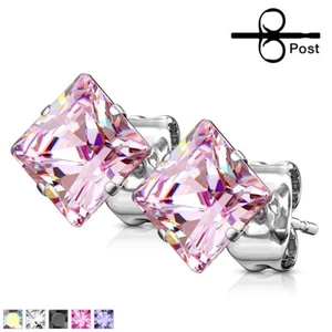 1 Paar Ohrstecker Multi Farbe Zirkonia 3-10mm Princess Cut SCHMUCK  von COOLBODY - Bild 1 von 35