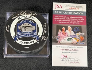 Bert Olmstead Signed Toronto Maple Leafs Gardens Final Season Game Puck JSA COA - Picture 1 of 2