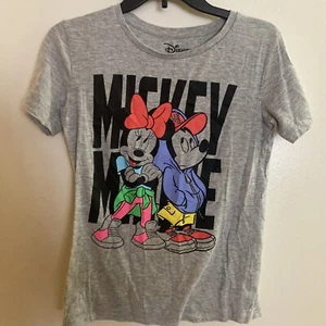 Disney Women’s T Shirt Size S Small Mickey & Minnie Mouse Gray Bust 32” - Picture 1 of 3