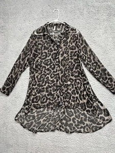 PinkBlush Animal Cheetah Print Chiffon Maternity Button CoverUp Small Silk Blend - Picture 1 of 12