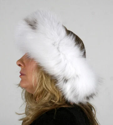 Nueva diadema de piel de zorro blanco manchado talla extra grande Efurs4less Foto 1 de 4