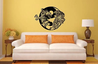 TIGER, DRAGON & YING YANG SYMBOL Wall Art Sticker, Decal - for any flat surface - Image 1 of 2